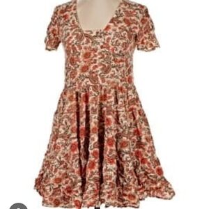 Floral Kids Dress - Red and Cream